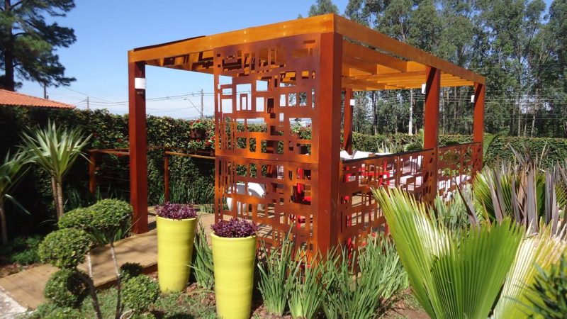 Decorativo para área externa – Design, cor marron corten patinado